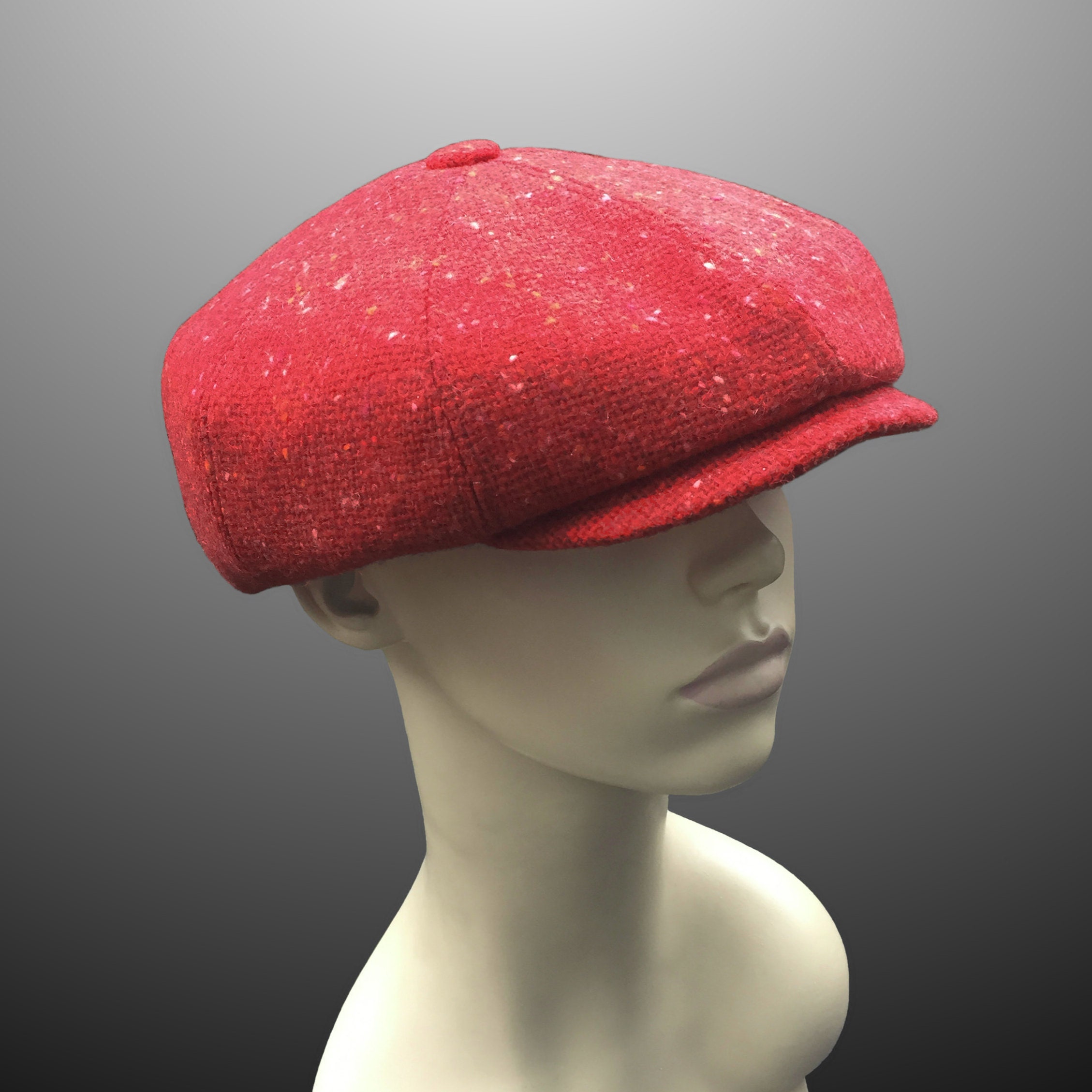 Ellina Red Tweed Wool Cashmere Peaky Blinders Shelby Bakerboy 