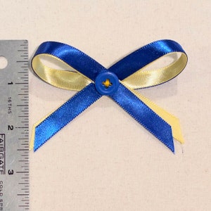 Donate 20 to Ukraine Yellow Blue Ukrainian Awareness Bow Pin Sunflower Fundraising Donation Button blue medium