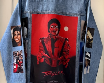 Unisex M J Print Jeansjacke Übergroße Vintage Style Grafikjacke S-2XL