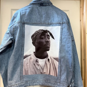 T U P A C  Graphic Denim Jacket: Vintage Style Streetwear