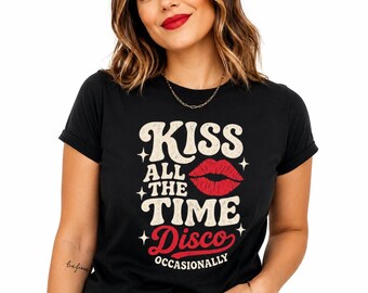Retro Disco T-Shirt – Kiss All The Time Lips Graphic Tee