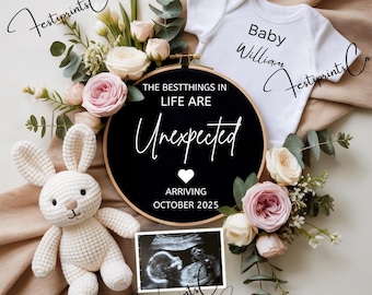 Unexpected Pregnancy Announcement Digital, Gender Neutral Baby Reveal, Editable Canva Template, Instant Download, Social Media Reveal