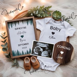 Adventure Pregnancy Announcement Digital, Gender Neutral Boho Baby Announcement, Editable Mountain Pregnancy Reveal, Hiking Baby Template