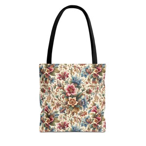 Floral Tote Bag: Stylish Reusable Polyester Shopping Bag