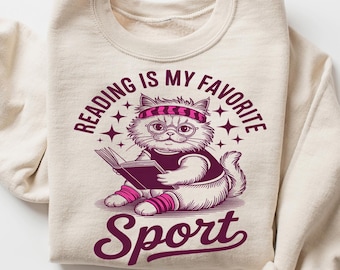 Reading Is My Favorite Sport Sweatshirt, Vintage Book Lover Crewneck, Bookworm Gift, Librarian Shirt, Bookish Reader Sweatshirt, Cozy Tee
