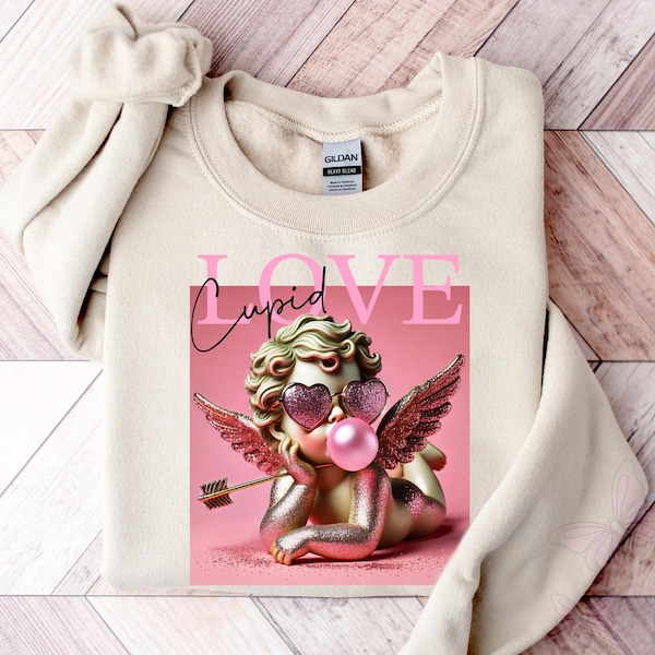 Retro Cupid T-Shirt & Sweatshirt, Aesthetic Valentine’s Day Bubble Cupid Shirt, Valentine Sweater for Women, Cupid’s Brewing Co Crewneck