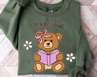 Trendy Teddy Bear T-Shirt & Sweatshirt, Preppy Winter Crewneck, Aesthetic Christmas Sweatshirt, Oversized Cute Bear Shirt, Cozy Old Money