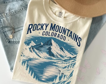 Camiseta Comfort Colors® Vintage Rocky Mountains Colorado, camiseta gráfica de senderismo de los 90, camiseta de aventura al aire libre, camiseta de naturaleza, regalo de montaña