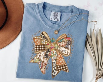 Comfort Colors Psalm 46:5 T-Shirt, God Is Within Her She Will Not Fall Shirt, Christian Patchwork Bow Hoodie, Fall Faith Graphic Tee