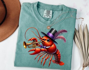 Camiseta de cangrejo de río de Luisiana de Comfort Colors, camiseta de cangrejo de río de Mardi Gras, camiseta de Mardi Gras, camiseta de caimán de Mardi Gras, camiseta de Luisiana