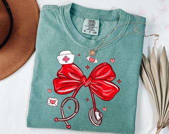 Comfort Colors Nurse Valentine Coquette Shirt, RN Valentine T-Shirt, Valentine Nursing Shirt, Valentine Nurse Shirt, Gift for Nurse