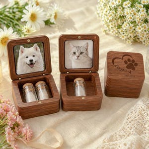 Wooden Pet Fur Memorial Keepsake,Custom Pet Ashes memorial box,Personalized Cat and Dog Loss Gift,Pet Sympathy Gift,Pet Remembrance Box