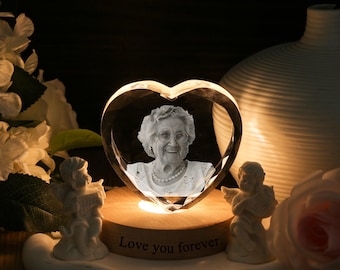 Personalized 3D Crystal Photo Portrait LED, Memorial Keepsake,Memory of Grandma,Crystal Photo Gift,memorial gift,Unique Sympathy Gift