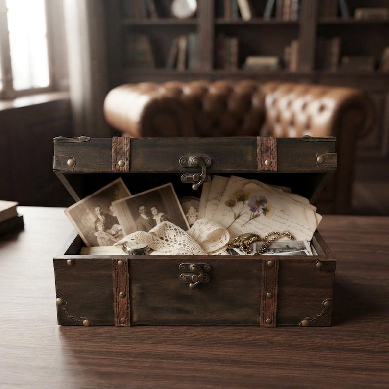 Personalised Vintage Wooden Keepsake for Men, Custom Wedding Memory Box ...