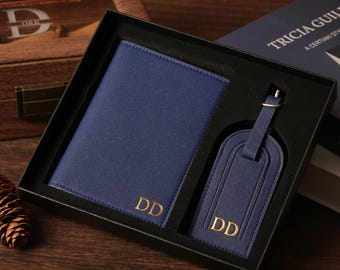 Personalisierter Passhalter & Gepäckanhänger, benutzerdefinierte Passhülle, Hochzeitsgeschenk, Reisegeschenk für sie, Paargeschenk, Reise-Accessoires