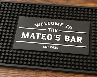 Personalized Bar Mat With Name,Custom Bar Runner Gifts,Rubber Bartender Mat,Bar Accessories Men,Silicone Beer Mat,Home Bar Gift for Him