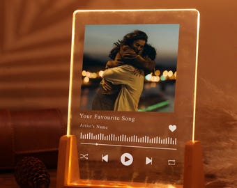Personalized Song Code Night Light, Custom LED Photo Plaque, Music Code Gift for Him Her,Anniversary Gift For Boyfriend,Acrylic Music Plaque