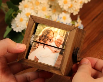 Personalized Photo Flipbook Animation Box,Custom wooden Photo Book with Light,Custom Crank Photobox Picture Box,Anniversary gift for him/her