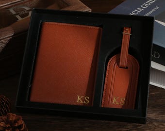 Personalisierter Passhalter & Gepäckanhänger, benutzerdefinierte Passbrieftasche, Hochzeitsgeschenk, Reisegeschenk für ihn sie, Reise-Accessoires, Flitterwochengeschenk