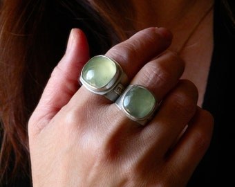 Prehnite and Sterling Silver Cocktail Rings - LOVED