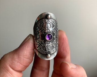 Sterling Silver and Amethyst Ring - Sakura