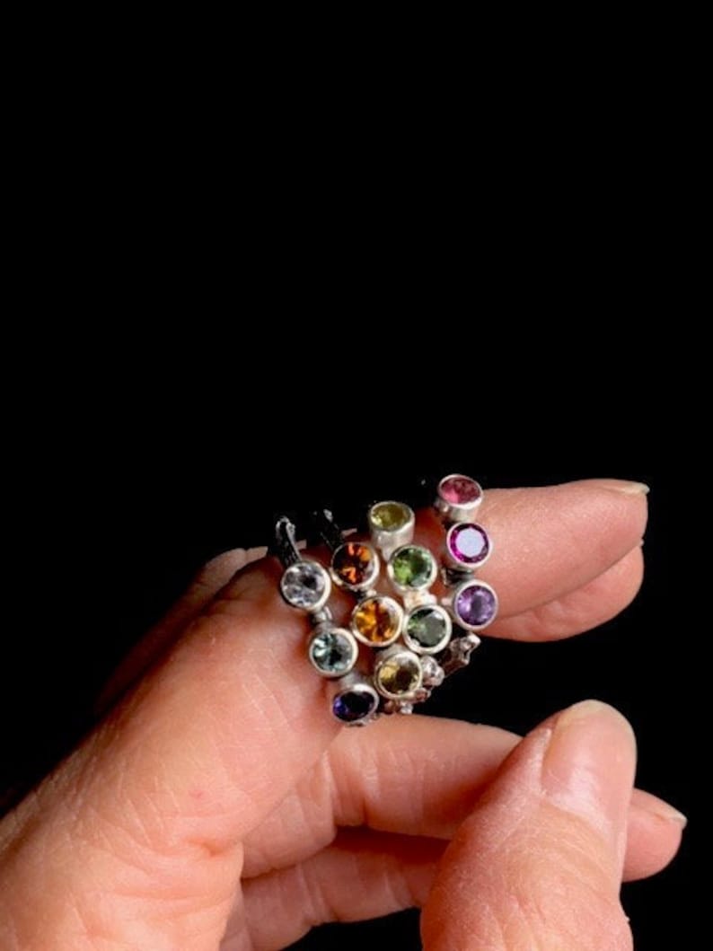 Earth Elements Sterling Silver Twig Rings Amber Hued Trio