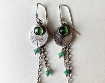 Sterling Silver and Serpentine Earrings - A Prayer In Spring