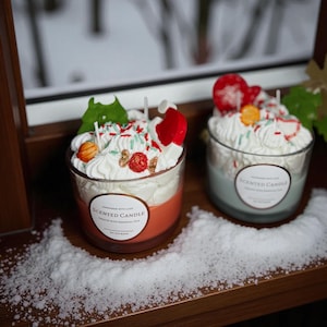 Weihnachtsdessert-Kerze: Handgemachte Soja-Wachskerze, festliche Dekoration