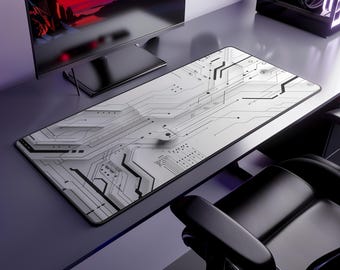 Cyberpunk Gaming Mousepad: Futuristic Circuit Tech Desk Mat