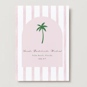 Pink and Green Palm Beach Bachelorette Invitation and Itinerary