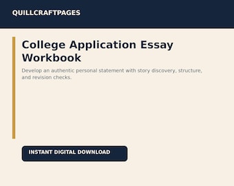 College Application Essay Workbook | Personal Statement Planner (Digital Download)