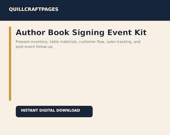 Author Book Signing Event Kit | Inventory, Sales Log, Follow-Up Planner (PDF + CSV)