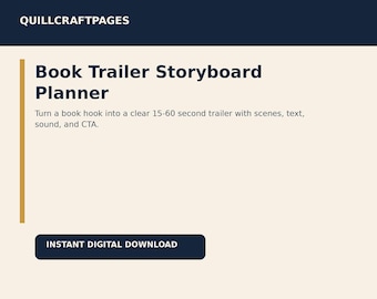 Book Trailer Storyboard Planner | Author Video Script, Shot List, Voiceover Tracker (PDF + CSV)