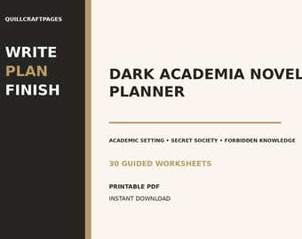 Dark Academia Novel Planner PDF | 30 Worksheets for Writers | Gothic Campus Secret Society Outline