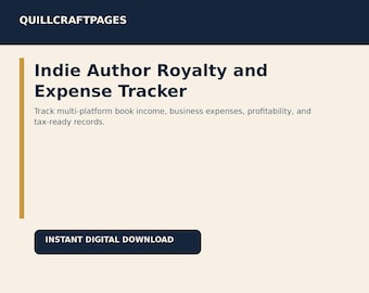 Indie Author Royalty & Expense Tracker | Book Sales, Profit, Tax Records (PDF + CSV)