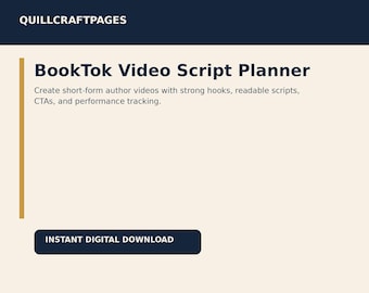 BookTok Video Script Planner | Author Hooks, Storyboards, Analytics (PDF + CSV)
