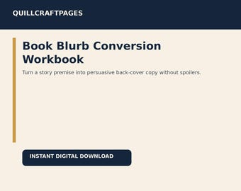 Book Blurb Conversion Workbook | KDP Back Cover Copy Builder (PDF + CSV)