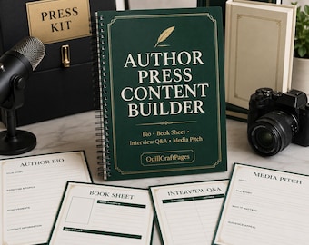 Author Press Content Builder | Bio, Book One Sheet, Interview Q&A and Media Pitch Workbook