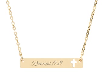 Halskette mit graviertem Kreuzstab, personalisiertes Schmuckgeschenk, bedeutungsvolles Accessoire für den Glauben, religiöse Halskette für Christen, Schmuck mit individuellem Namen