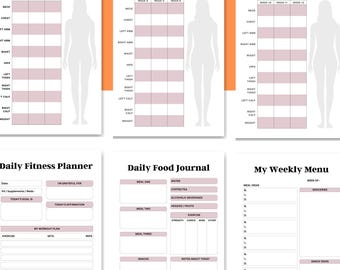Self Care & Fitness Planner Bundle | Printable Wellness Journal | Workout, Habit, Mood, Meal Tracker | Digital PDF Download