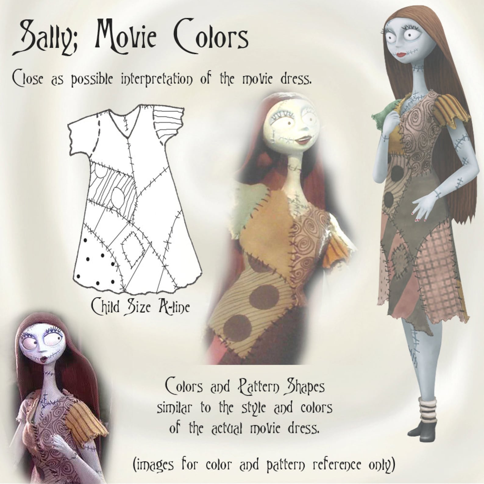 Sally Costume Handmade Nightmare Before Christmas Dress Movie Etsy