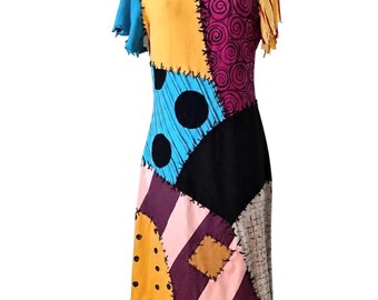 Vestido de muñeca de trapo hecho a mano de Sally de Pesadilla antes de Navidad. Listo para enviar AHORA. Talla L. Envío rápido y gratuito.