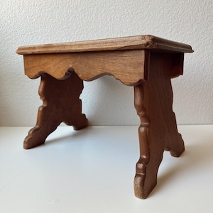 Vintage Wooden Stool: Rustic Farmhouse Plant Stand