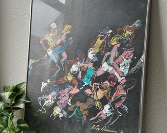 Vintage Leroy Neiman 1979 "The Race" framed RARE art print