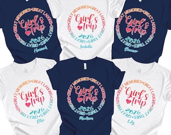 Custom Girls Trip 2026 Shirt, Matching Weekend Vacation Shirt, Personalized Vacay Mode T-shirt, Summer Beach T-shirt  Best Friend Cruise Tee