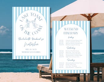 Modello di invito e itinerario per l'addio al nubilato sulla costa - Ultimo brindisi sulla costa (download digitale)