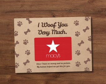 Dog Valentine’s Gift Card Holder Canva Template, I Woof You Very Much Card, Funny Dog Valentine, Editable Printable