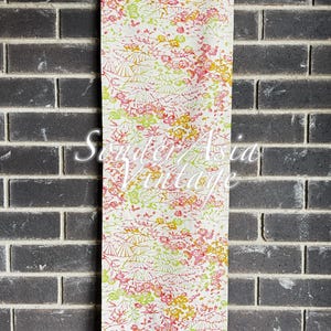 Vintage Japanese Kimono Silk Fabric Floral Garden Pattern Pastel Textile Fragment