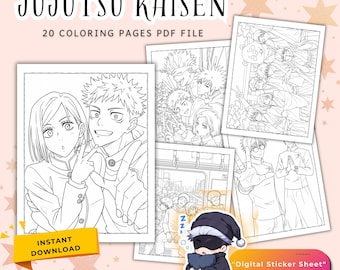 Kolorowanka anime Jujutsu Kaisen | 20 arkuszy z rysunkami do druku (pobierz plik PDF)