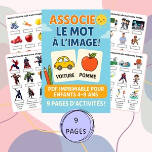 Associe le mot à l’image | Apprentissage vocabulaire enfants 4-8 ans - PDF éducatif à imprimer